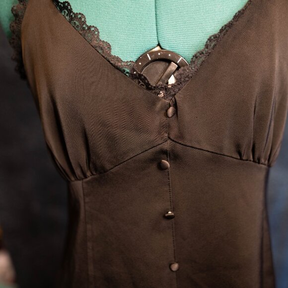 Studio 19 Black Satin Slip Dress – Size M - Picture 4 of 8